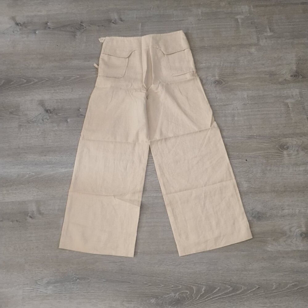 Max Studio Linen-Blend Wide-Leg Trousers - Cream